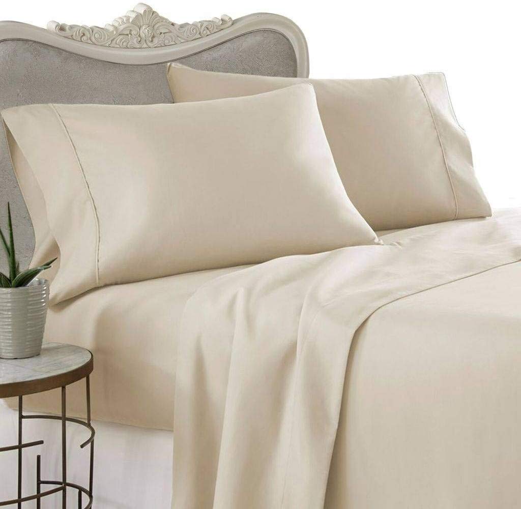 600 Thread Count Three 3) Piece California King Size Beige Solid Duvet Cover Set, 100%  Premium Hotel Quality