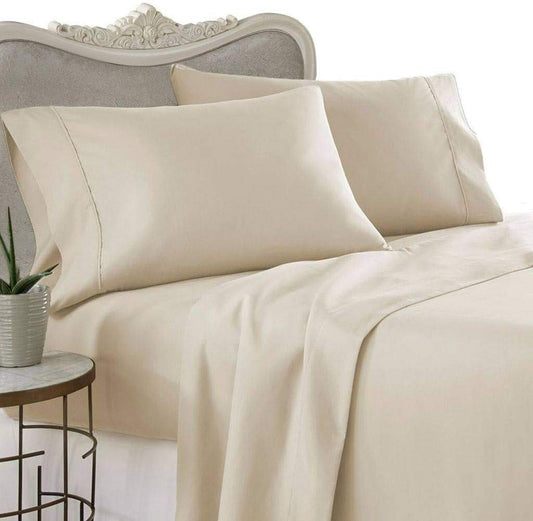 600 Thread Count Three 3) Piece California King Size Beige Solid Duvet Cover Set, 100%  Premium Hotel Quality