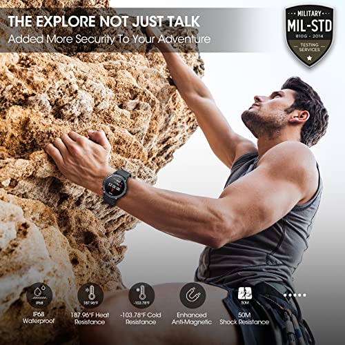 Military Smart Watch for Men(Answer/Make Calls), 2022 Tactical Bluetooth Smart Watch for Android and iPhone, IP68 Waterproof Rugged Outdoor Watch, Fitness Tracker with Heart Rate/SpO2/Sleep Monitor