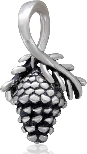 Dangle Pinecone Charm in 925 Silver for Bracelet