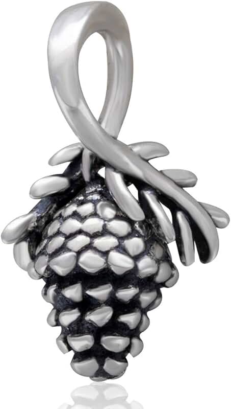 Dangle Pinecone Charm in 925 Silver for Bracelet