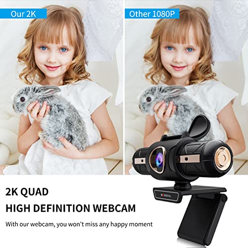 CC02 QHD AutoFocus 2k Webcam, Camera for Laptop, Computer Web Camera, 2 Mics Streaming Webcam with Privacy Cover, Plug&Play USB Camera for Zoom/Skype/YouTube, Conferencing and Video Calling