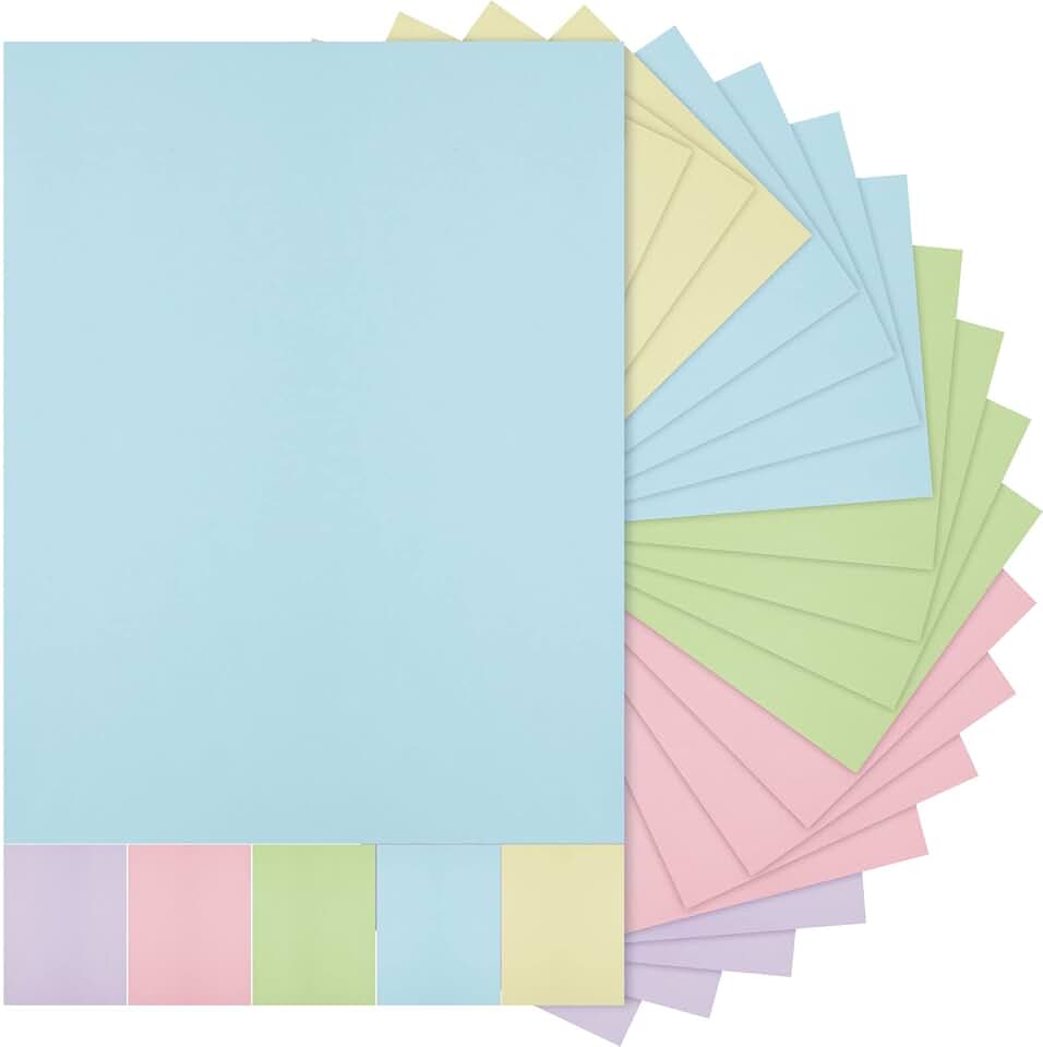 100 Sheets of 8.5x11 Solid Core Cardstock in 5 Shades