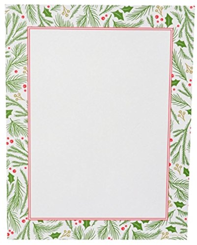 Holiday Stationery Sheets with Holly Bough Border, 80 sheets
