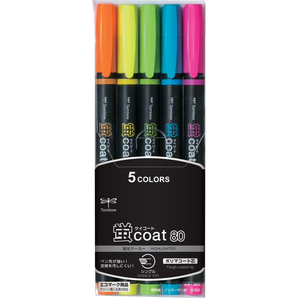 Five-color highlighter with strong nib and polymer core