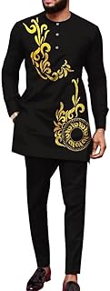 Men's African Dashiki Formal Attire with Long Sleeves
