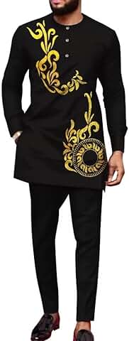 Men's African Dashiki Formal Attire with Long Sleeves