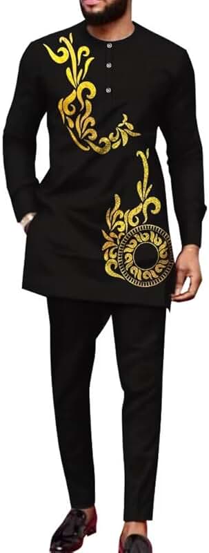 Men's African Dashiki Formal Attire with Long Sleeves
