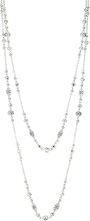 Long Beaded Silver Necklace for Women