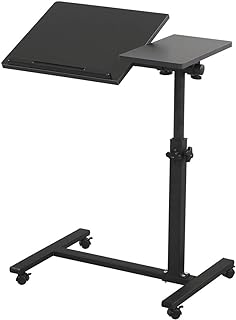 Overbed Mobile Laptop Stand with Wheels and Adjustable Tray