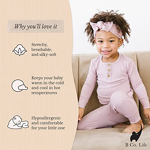 Quinn St. Ultra-Soft & Luxurious  , Baby, Toddler Uni  Clothing Sets - Bamboo/Spandex Ribbed Fabric - Onesie/Footed Pant Set, Blush - 0-3 Months