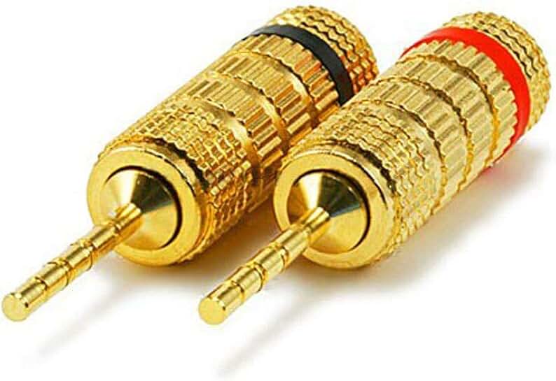 Pair of Gold Plated Speaker Pin Plugs