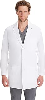 Men's white lab coat with 5 pockets and side slits