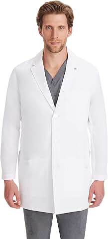 Men's white lab coat with 5 pockets and side slits