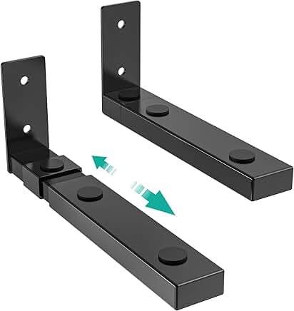 Center channel speaker wall mount, adjustable arms, black