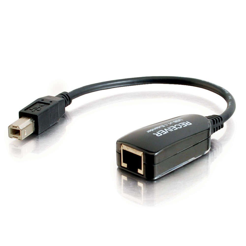 USB Extender, Dongle, USB 1.1 over Cat5, SuperBooster Extender, RJ45 Female to USB B Male Receiver, Black, Cables to Go 29353