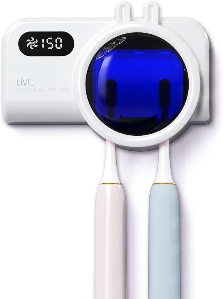Wall-Mounted Toothbrush Holder with UV Sanitizer and Air Drying