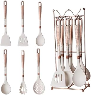 7-Piece Silicone Kitchen Utensil Set with Storage Rack