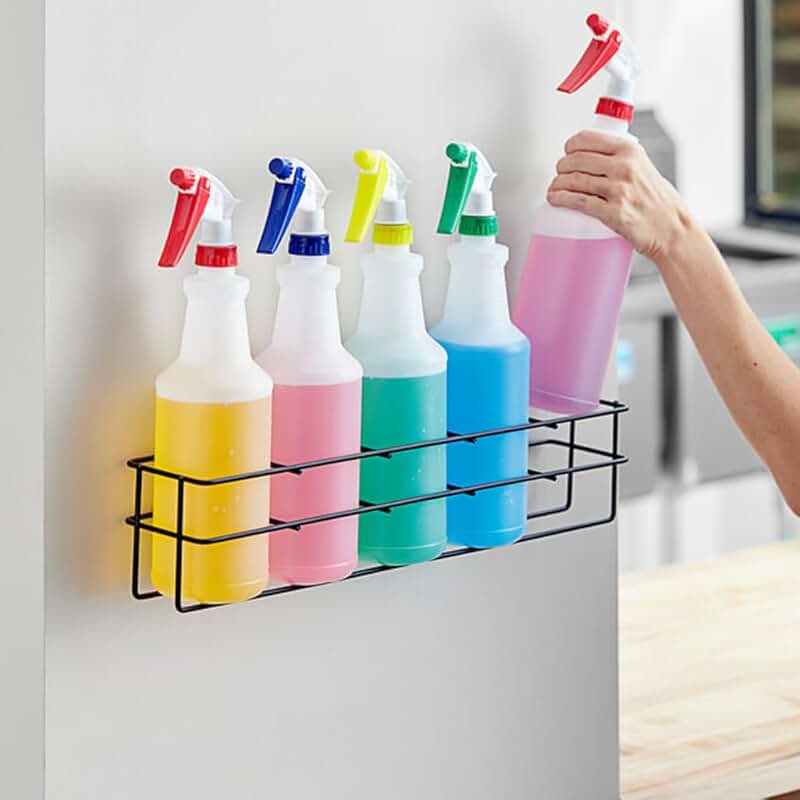 Wall Mount 5-Bottle 32 oz Spray Bottle Organizer