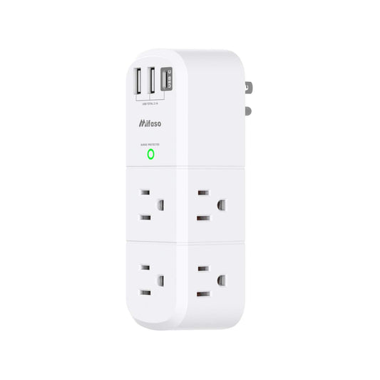 USB outlet extender with 6 AC outlets and 3 USB ports