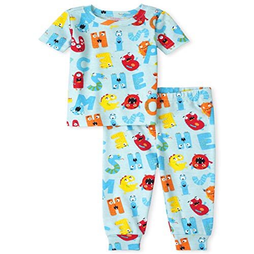 Uni  Baby and Toddler ABC Snug Fit Cotton Pajamas, SkyDrift, 0-3 Months
