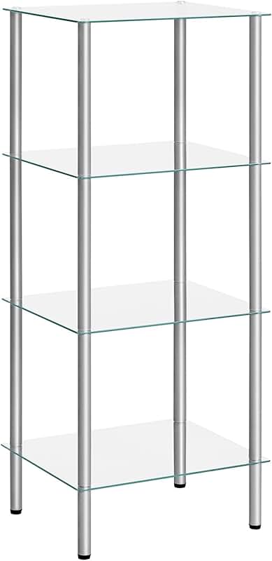 4-Tier Glass Shelf Stand for Bathroom and Bedroom
