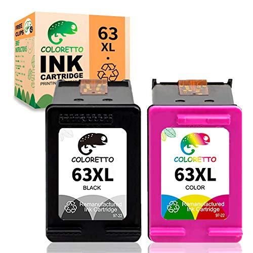 Remanufactured HP 63XL Ink Cartridge Set for Envy 4520 and Officejet 5255