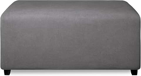 Soft Stretch Ottoman Cover for Foot Stool or Storage, Gray