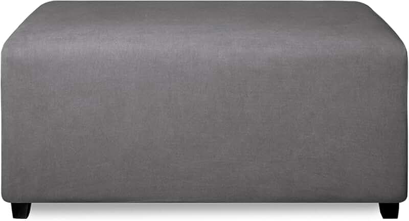 Soft Stretch Ottoman Cover for Foot Stool or Storage, Gray