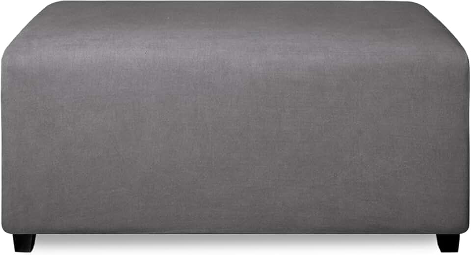 Soft Stretch Ottoman Cover for Foot Stool or Storage, Gray
