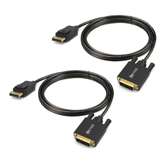 Displayport to DVI Cable 6 Feet 2-Pack, Gold-Plated
