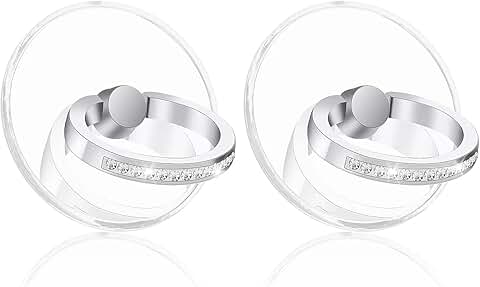 Two Clear Diamond Phone Ring Holders with 360° Rotation