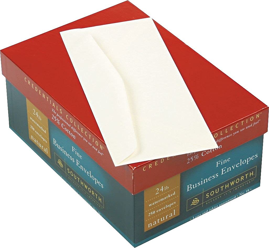 25% Cotton Business Envelope, Natural, 250 Pack