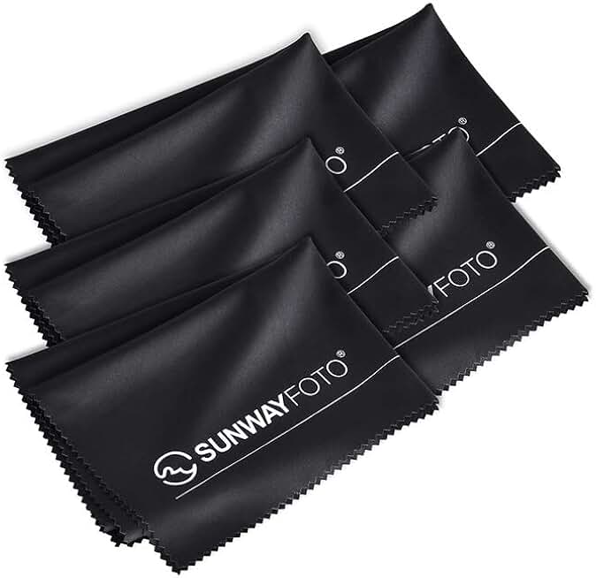 5 Lens Cleaning Cloths, 16" x 12", Black