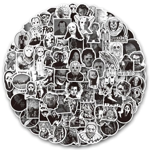 200 Black Horror Stickers for Water Bottles and More