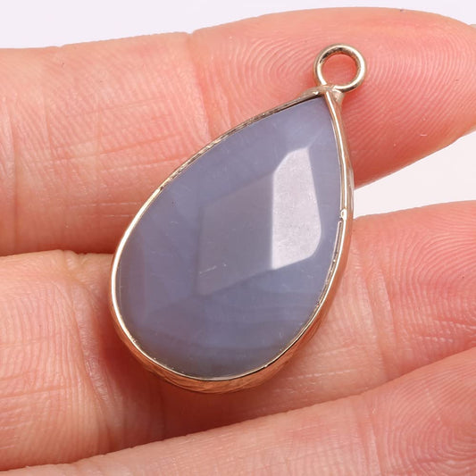 10 Pcs Natural Water Drop Shape Crystal Agate Pendants
