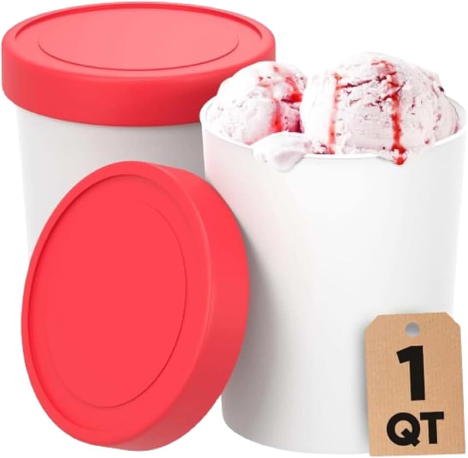 Set of 2 1-Quart Reusable Ice Cream Storage Containers