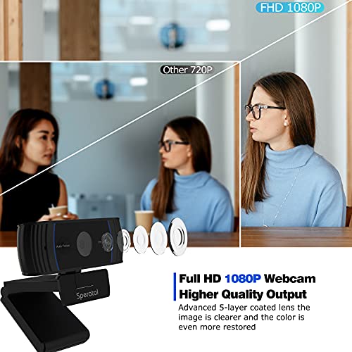 HD 1080P Webcam with Microphone - Auto Focus & Light Correction USB Web Camera Plug & Play for Zoom, Skype, FaceTime, Hangouts, PC, Laptop, Tablet
