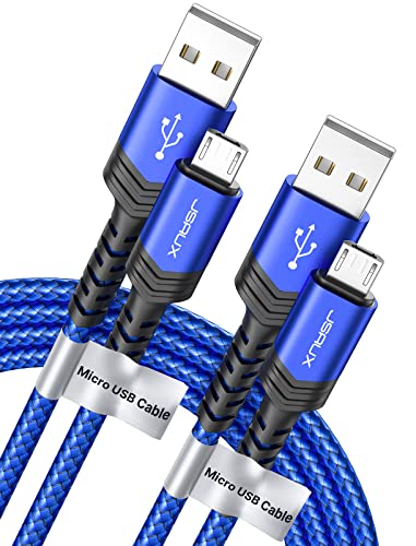 Micro USB Cable Android Charger, (2-Pack 6.6FT) Micro USB Android Charger Cable Nylon Braided Cord Compatible with Galaxy S7 S6 J7 Edge Note 5, Kindle. MP3 and More-Blue