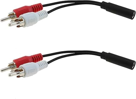 Two 3.5mm to RCA stereo audio adapters
