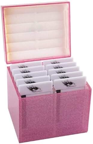 Pink 10-Layer Acrylic Eyelash Storage Box