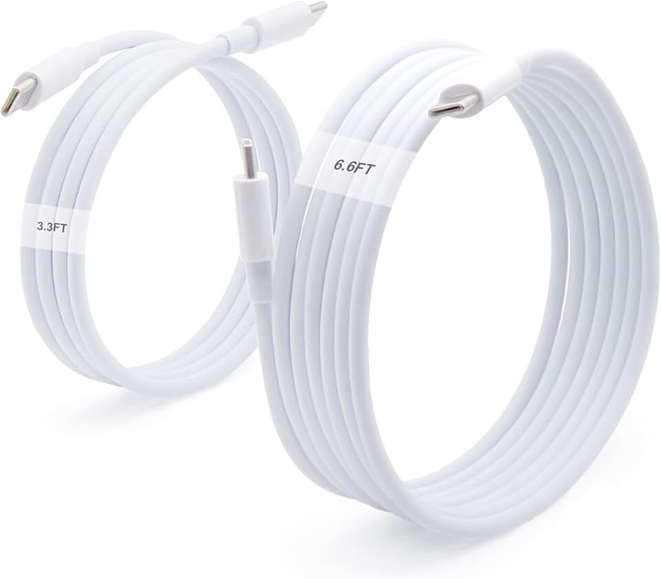USB C to USB C Cable, 6.6ft and 3.3ft, 2-Pack