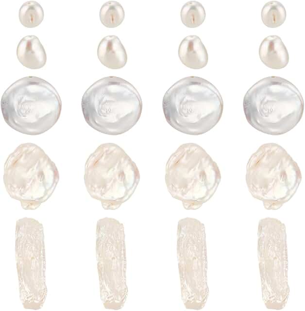 Natural Baroque Keshi Pearl Beads, 20 Pieces