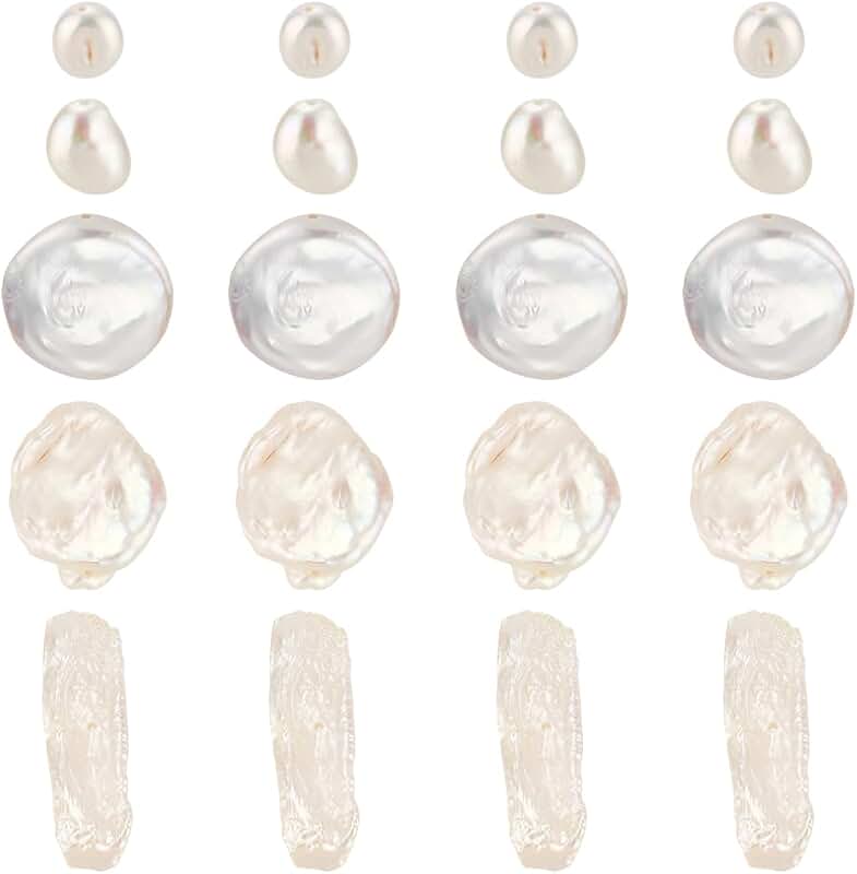 Natural Baroque Keshi Pearl Beads, 20 Pieces