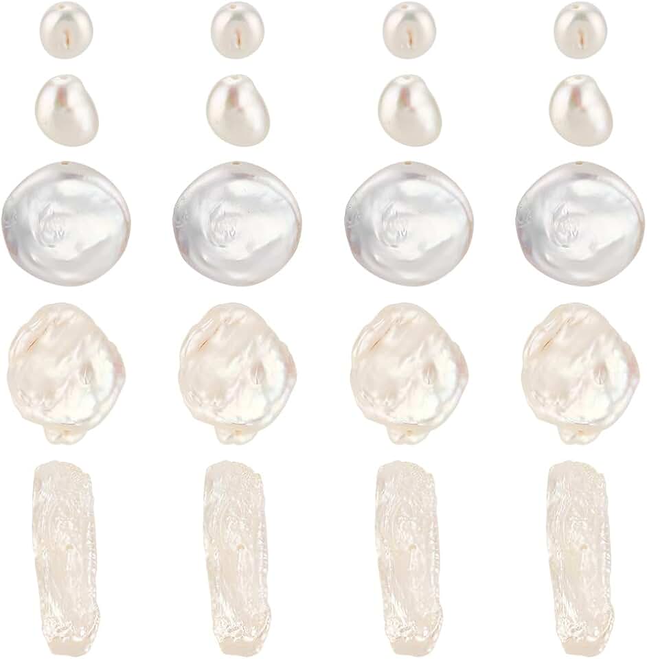Natural Baroque Keshi Pearl Beads, 20 Pieces