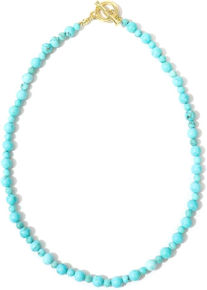 Turquoise Magnesite Bead Strand Necklace for Women