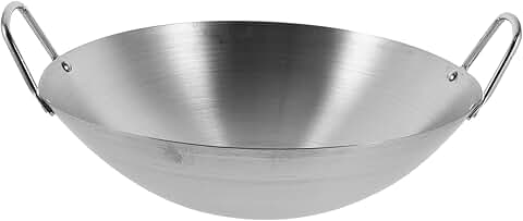 Stainless Steel Wok with Double Handles for Even Heating