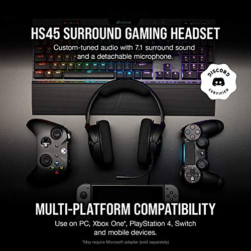 HS45-7.1 Virtual Surround Sound Gaming Headset w/USB DAC - Memory Foam Earcups - Discord - Works with PC, Xbox Series X, Xbox Series S, PS5, PS4, Nintendo Switch, MacOS - Carbon