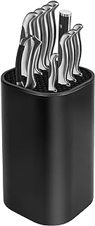 Black Knife Holder Block with Scissors and Sharpening Slot