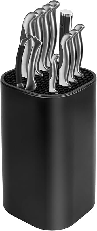 Black Knife Holder Block with Scissors and Sharpening Slot